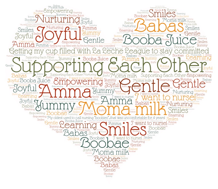 Words to describe breastfeeding in a heart shape